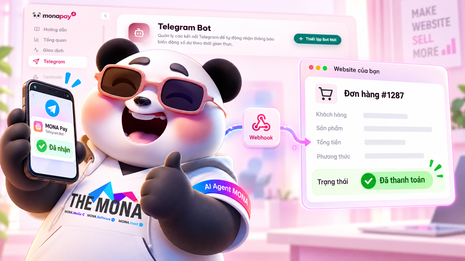 webhook tự cập nhật đơn hàng website tự động hoá