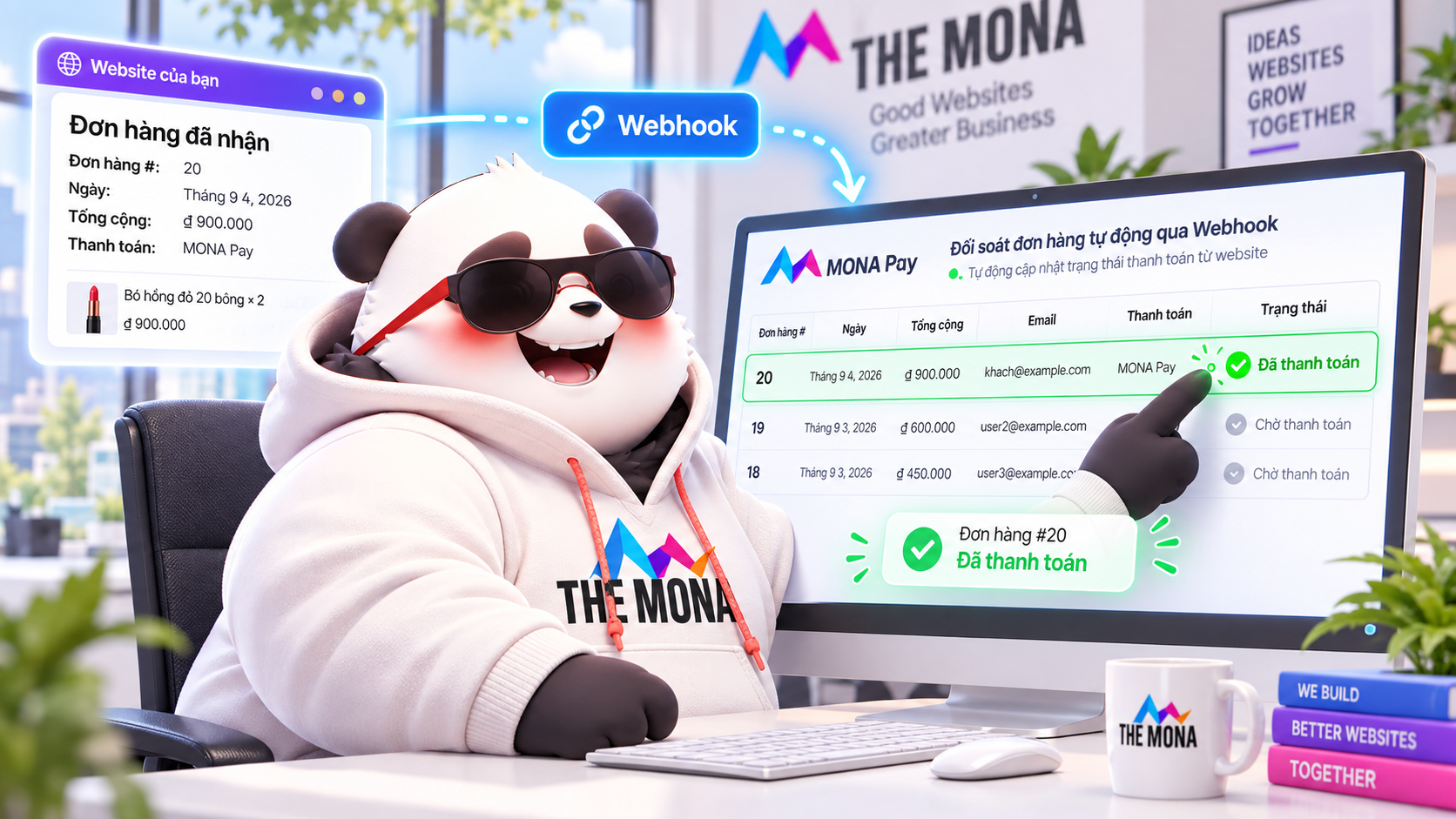 webhook tự cập nhật đơn hàng website tự động hoá